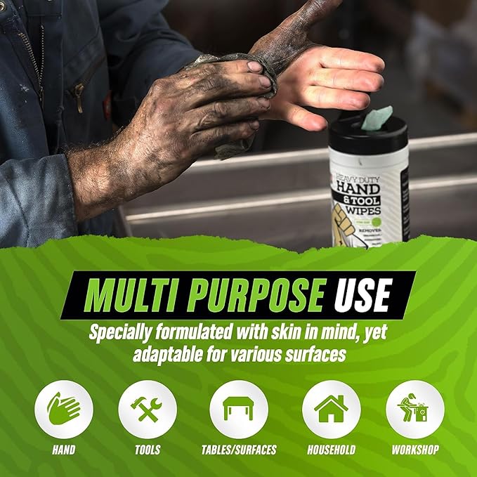 Grip Clean Heavy Duty Hand & Tool Cleaning Wipes – Waterless Hand Cleaner - Image 2