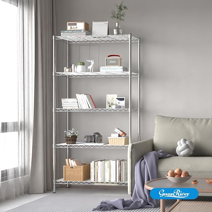 5-Shelf Adjustable Metal Shelf Wire Shelving Unit Storage Rack Display Shelf - Image 2