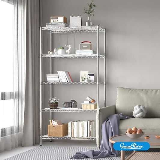 5-Shelf Adjustable Metal Shelf Wire Shelving Unit Storage Rack Display Shelf - Image 2