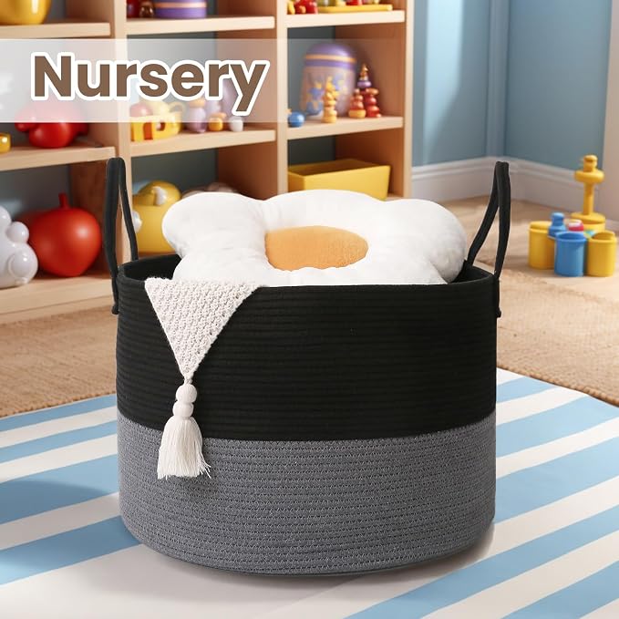 Woven Blanket Basket, 115L Large Rope Storage Bin - Image 4