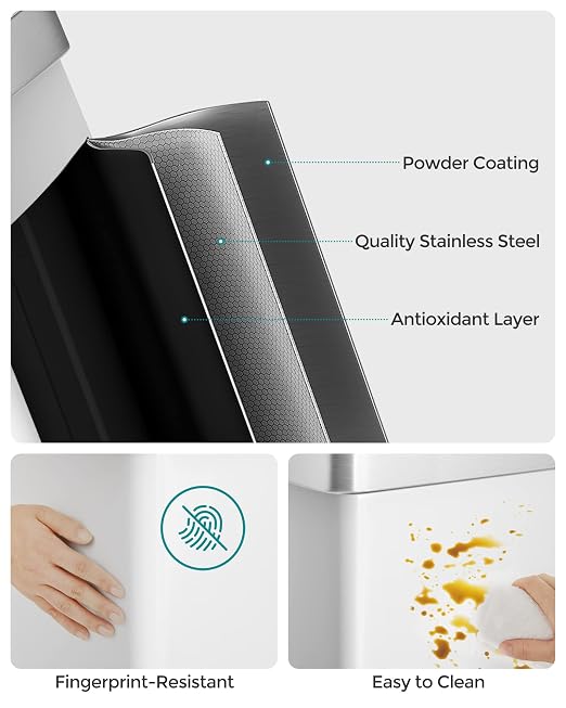 SONGMICS Kitchen Trash Can, 16 Gallon Dual Compartment Garbage Can, 60L Pedal - Image 7