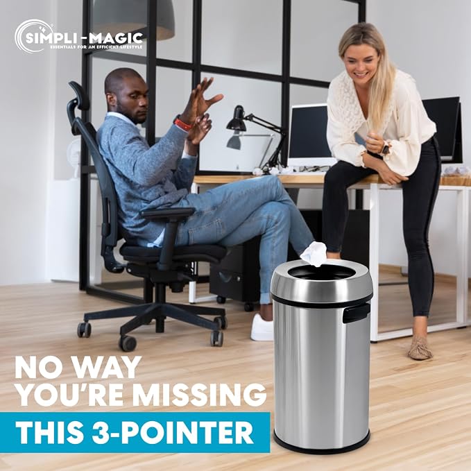 Simpli-Magic 65 Liter Open Top Trash Can, Commercial Grade, Stainless Steel - Image 5