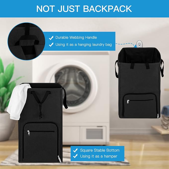 Laundry Backpack Bag, Bukere Extra Large 2 in 1 Laundry Hamper Basket - Image 4