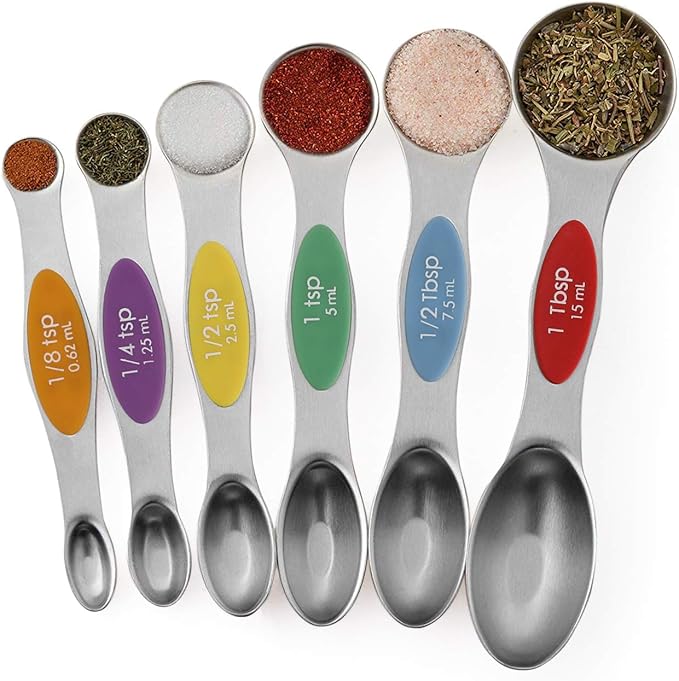 Magnetic Measuring Spoons Set Stainless Steel Stackable Dual Sided Teaspoons - Image 3