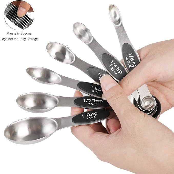 Magnetic Measuring Spoons Set Stainless Steel Dual Sided Stackable Teaspoon - Image 2