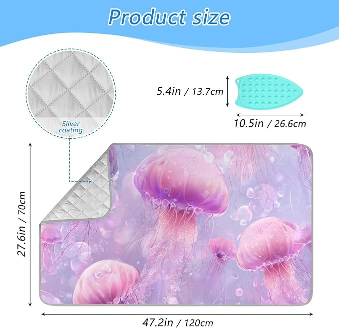 Pink Cute Jellyfishes and Bubbles Ironing Mat - Image 2