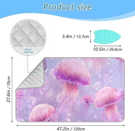 Pink Cute Jellyfishes and Bubbles Ironing Mat - Image 2