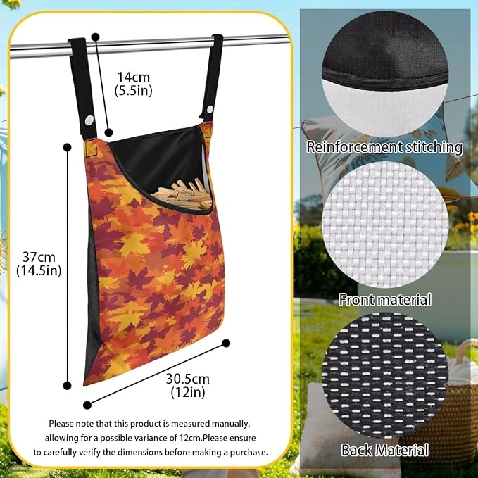 Maple Leaf Clothespin Storage Hanger Bags Beer Laundry Clothespin Bag, - Image 7