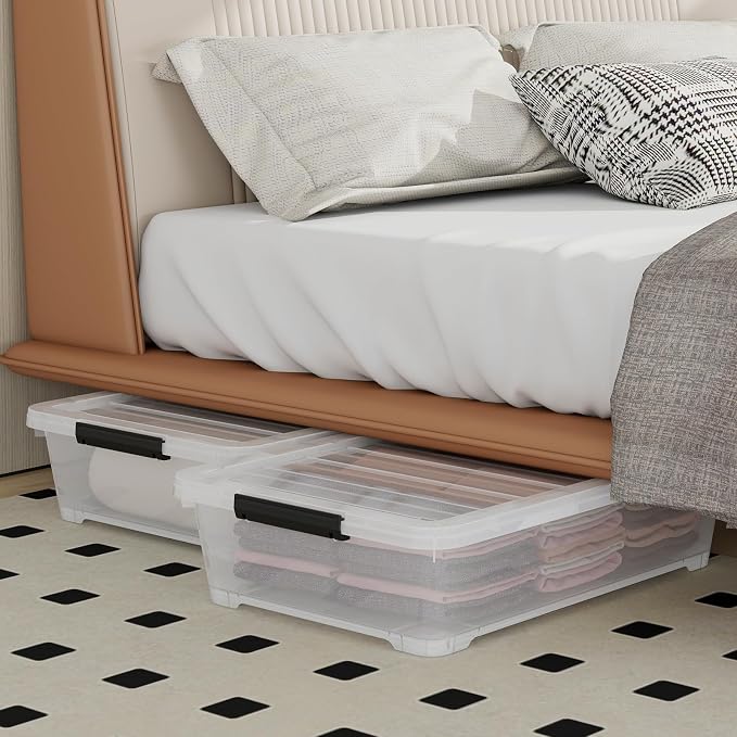 4Pack 40 Qt Plastic Under Bed Storage Organizer Bin Container - Image 5