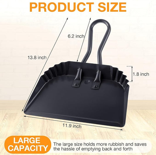 Mumufy 4 Pack 12 inch Heavy Duty Metal Dustpan Large Wide Dust Pans - Image 2