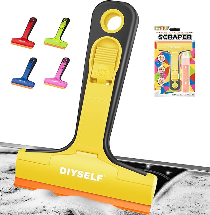 DIYSELF-Razor-Blade-Scraper, 1 Pack Razor Blade Scraper, Extra 5 PCS Orange by DIYSELF
