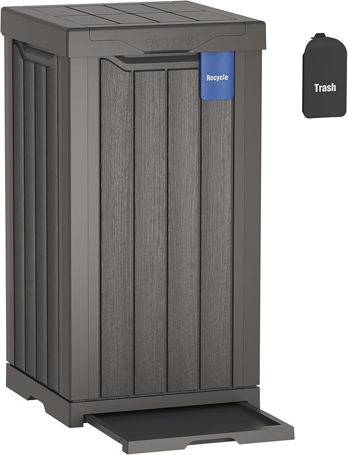 EAST OAK 31 Gallon Outdoor Trash Can | Waterproof Resin Garbage Can by EASTOAK