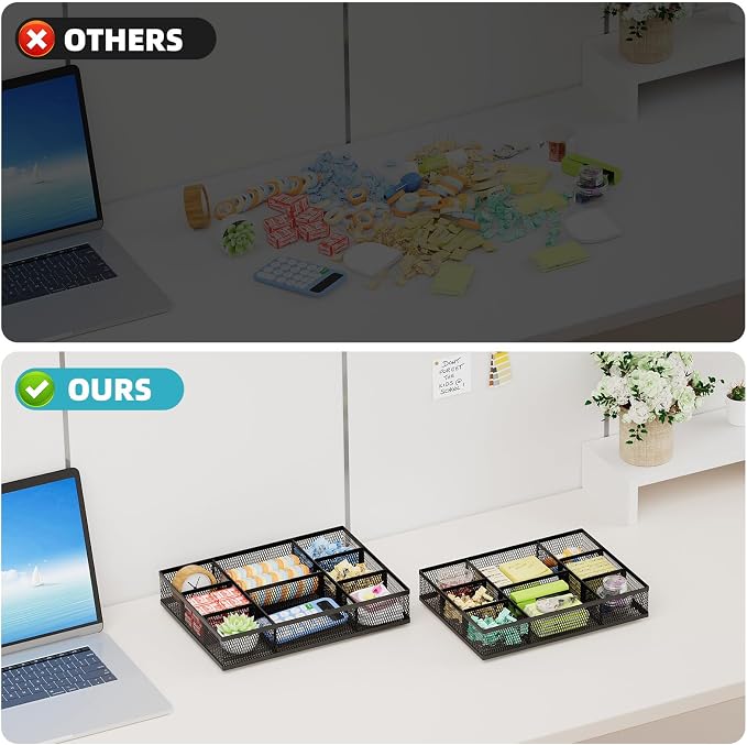 Marbrasse 2 Pack Desk Drawer Organizer, Mesh Drawer Organizer Tray - Image 7