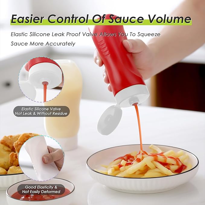 Condiment Squeeze Bottles for Ketchup Hot Sauce Liquids Oil - Image 4