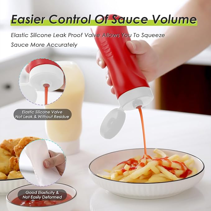 Condiment Squeeze Bottles for Ketchup Hot Sauce Liquids Oil - Image 5