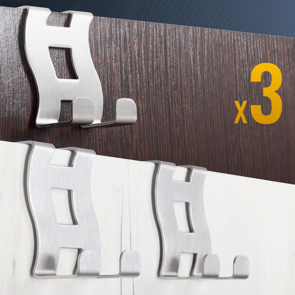 RICOO MH001-3 Door Hooks for Hanging, Door Coat Hooks, Stainless Steel, Set o...