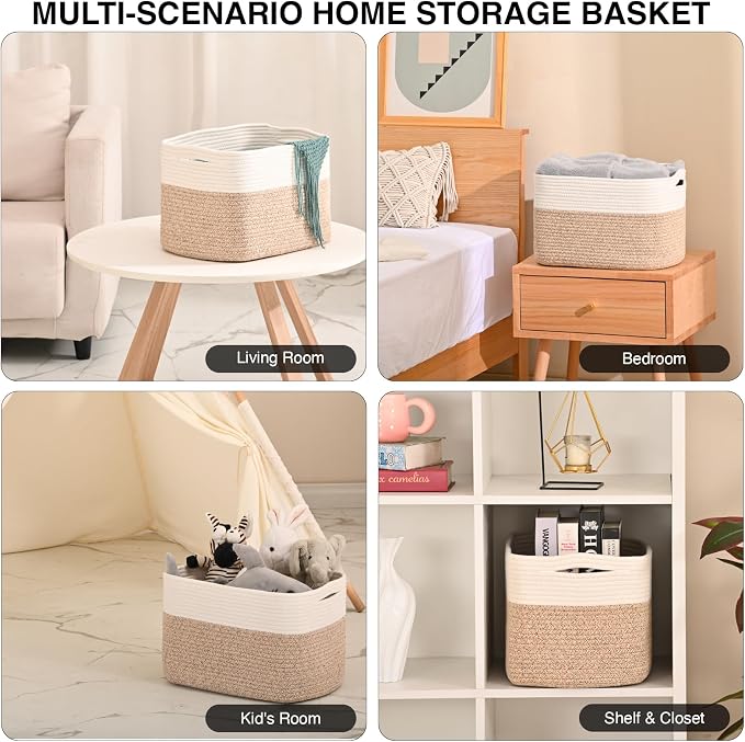 Woven Cotton Rope Storage Basket - Image 4