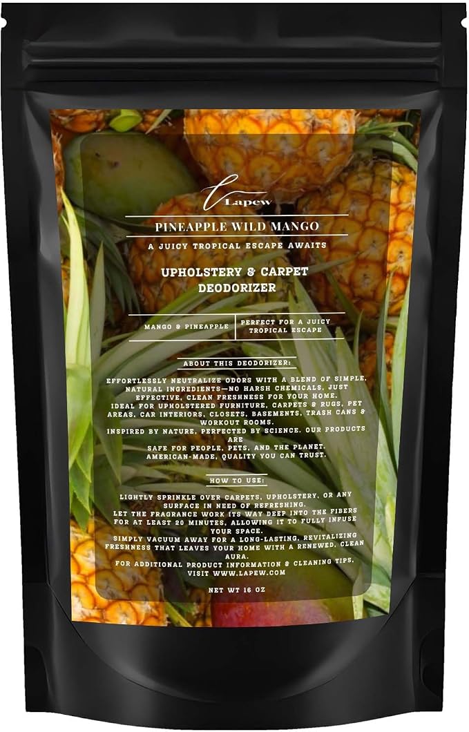 Pineapple Wild Mango Carpet Freshener Powder 16 oz | Powerful Odor Eliminator by Lapew
