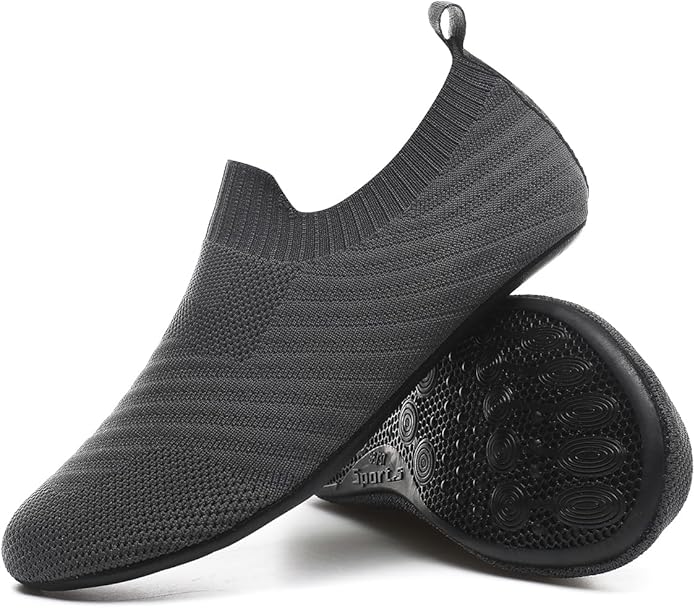 QZKDM Lightweight Slip on Grip Indoor House Slippers Barefoot Non Slip Home by QZKDM