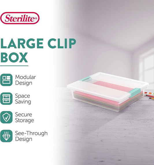 Sterilite 12-Pack Clip Box, Stackable Clear Plastic Bins - Image 2