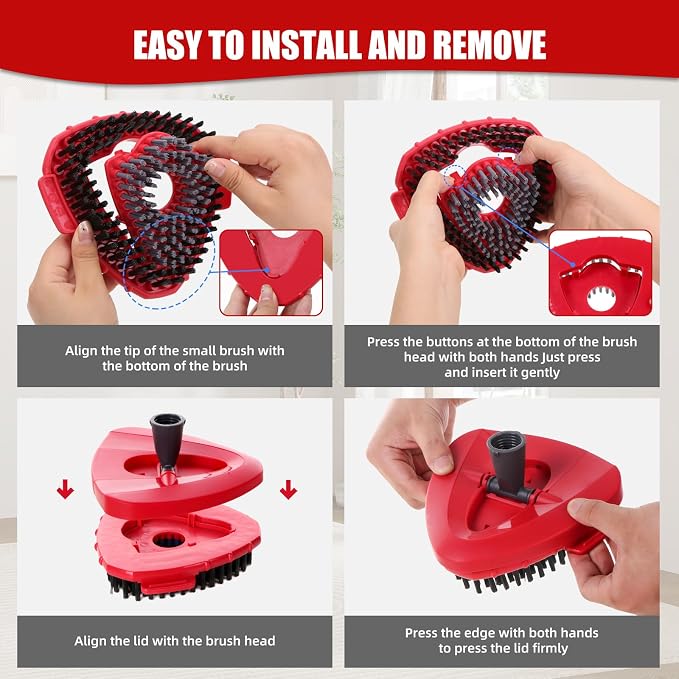2 Pcs Full-Coverage Spin Mop Scrub Brush Head and 1 Mop Base Part Replacement - Image 5