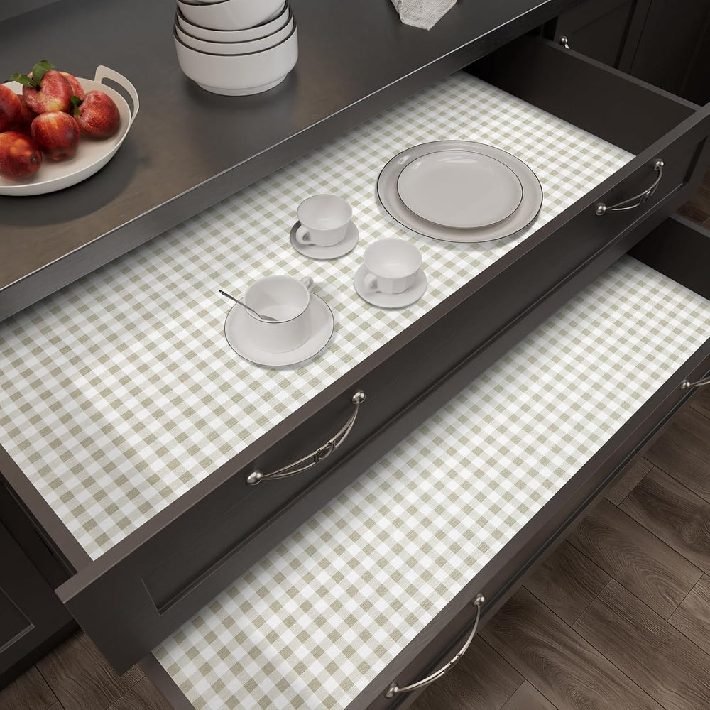 Shelf Liner for Kitchen Cabinets and Drawers, 24" x 120" Green Grid