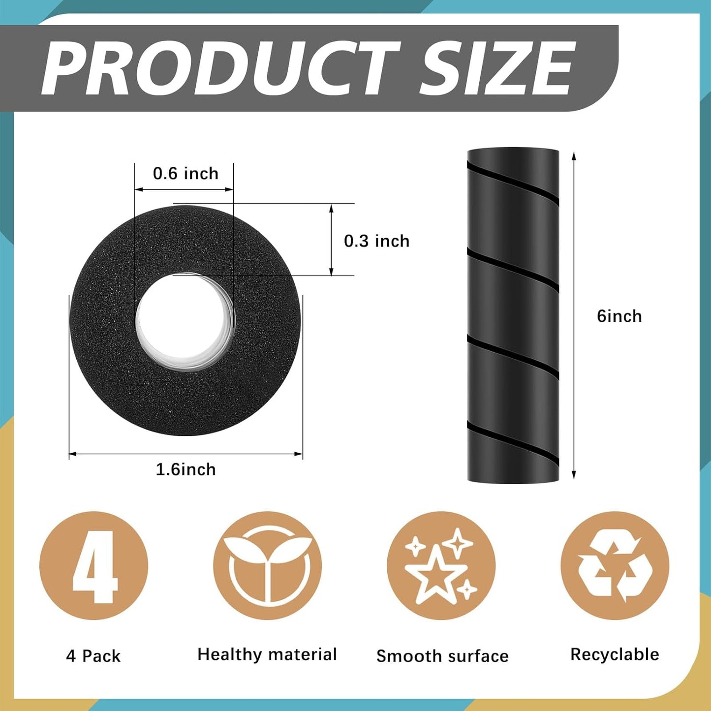 ReliThick 4 Pcs Bed Frame Toe Protectors 6" Bed Frame Leg Covers Feet Protectors to Keep Your Toes from Hard Furniture Legs Corner Guards, No Adhesive or Glue (Black)