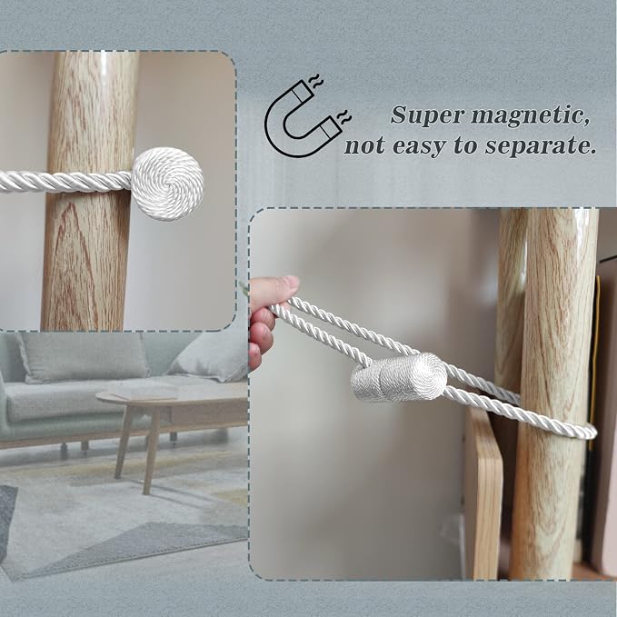 Hion Magnetic Curtain Tiebacks White 2pcs, Curtain Tiebacks Buckles Holdbacks - Image 7