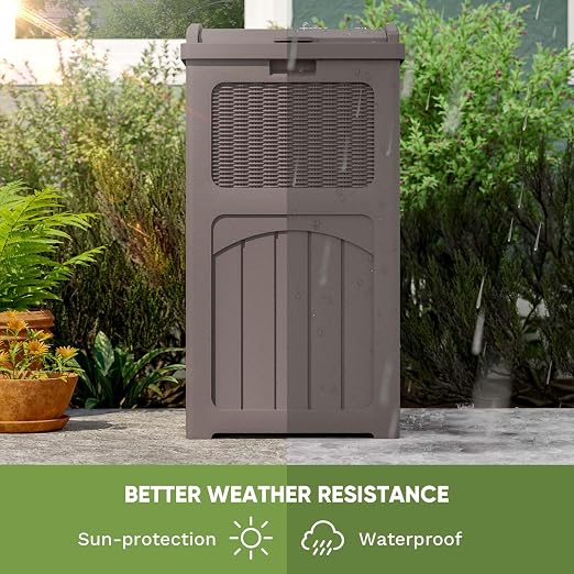 Patiowell 36 Gallon Outdoor Trash Can, Resin Outdoor Garbage Can - Image 8
