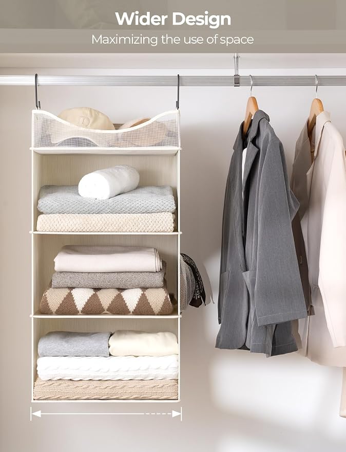 StorageWorks Hanging Closet Organizer, 3-Shelf Hanging Closet Shelves - Image 6