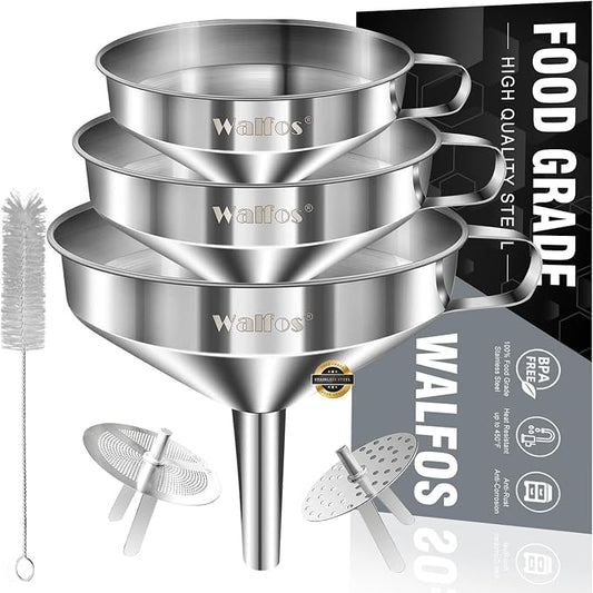 Stainless Steel Funnel, Walfos 3 Pack Kitchen Funnel by Walfos