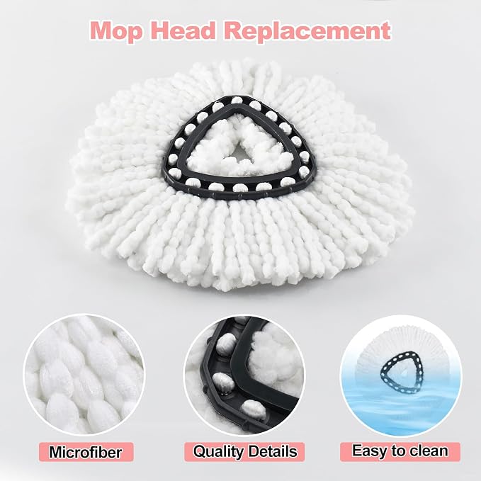 Spin Mop Heads Replacements for O Ceda EasyWring 1-Tank System, 3 Microfiber - Image 5
