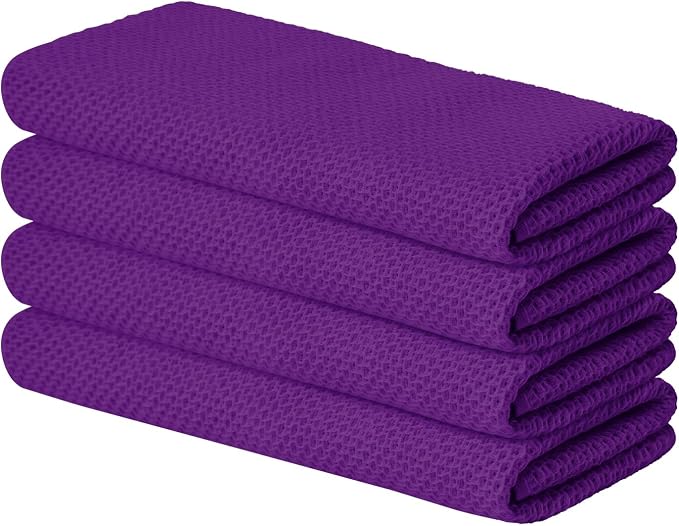 Artoid Mode 100% Cotton Purple Waffle Weave Kitchen Dish Cloths, 13x28 Inch by ArtoidMode