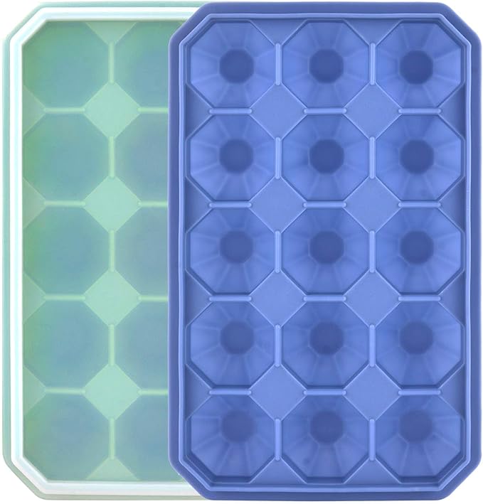 Ice Cube Trays with Silicone Lid, 15 Grid Diamond Shaped Ice Tray Easy Release by Guardians