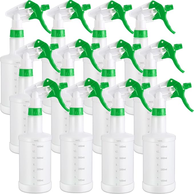 Eccliy 12 Pcs 16 Oz Plastic Spray Bottle, Adjustable Empty Reusable Sprayer by Eccliy
