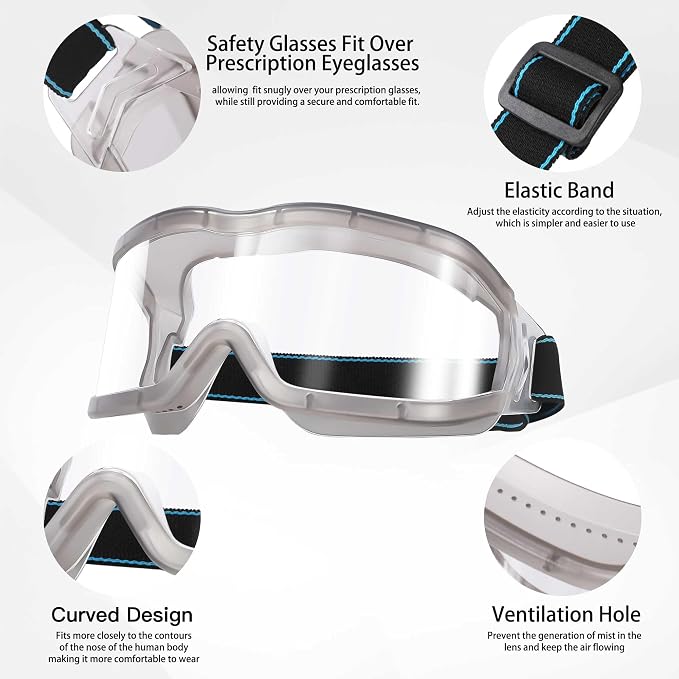 Chemistry Lab Safety Goggles, that Fit Over Glasses, Scientific, Construction - Image 4