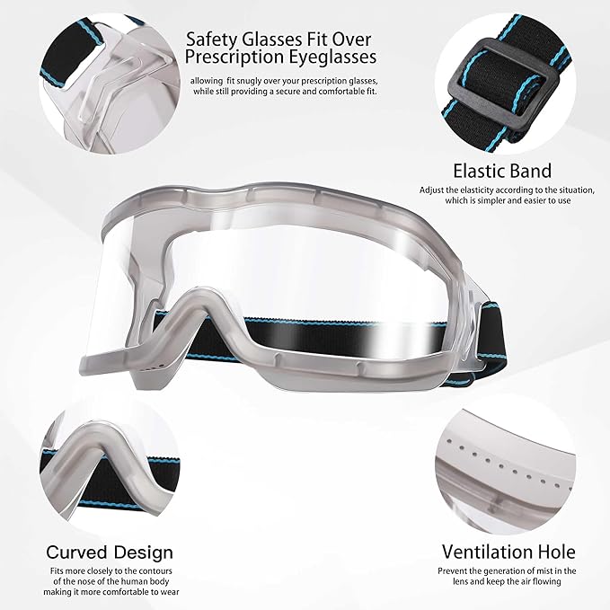 Chemistry Lab Safety Goggles, that Fit Over Glasses, Scientific, Construction - Image 2