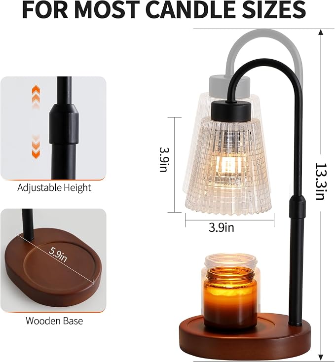 Black Candle Warmer Lamp WithTimer and Dimmer, Fragrance Electric Wax Melt - Image 3