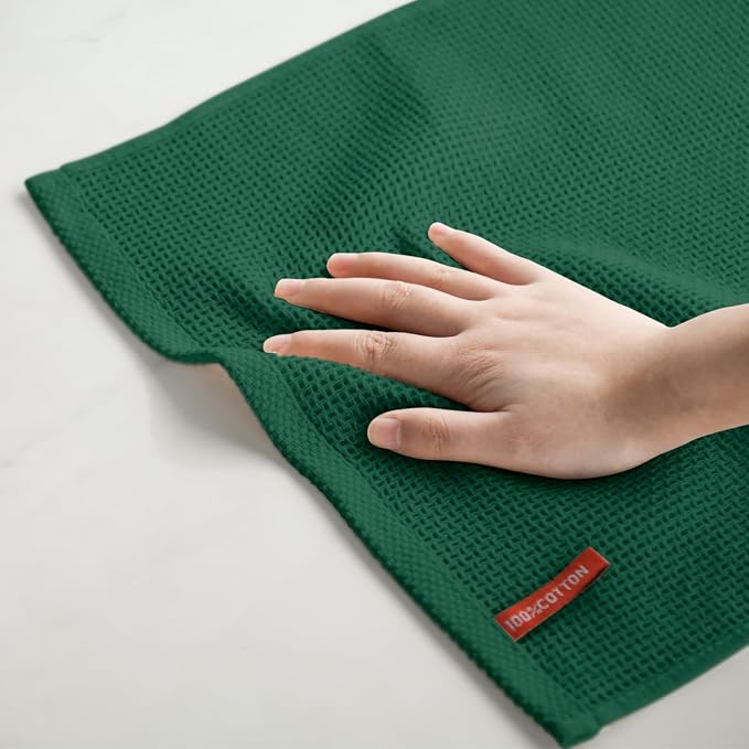 Artoid Mode 100% Cotton Dark Green Waffle Weave Kitchen Dish Cloths, 12x12 Inch - Image 5