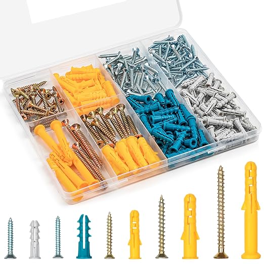 KURUI Drywall Anchors and Screws Assortment Kit 270PCS, 135 Plastic Dry Wall by KURUI