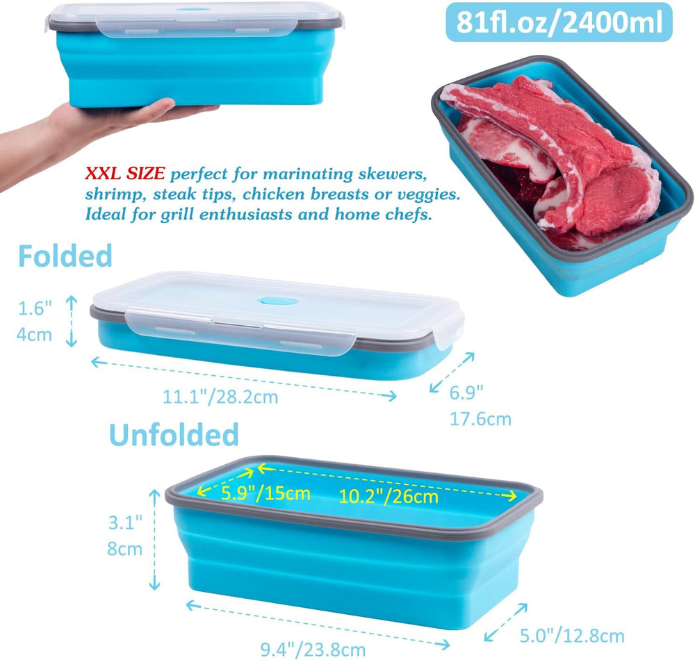 Extra Large Collapsible Food Storage Containers with Lid & Air Vent, 81 o...