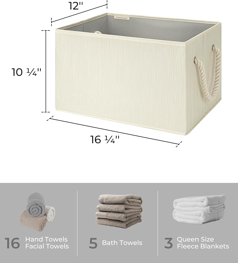 StorageWorks Storage Baskets for Shelves, Foldable Fabric Closet Storage Bins - Image 2