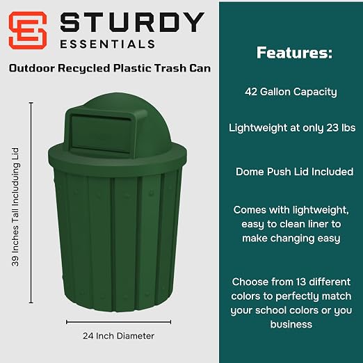 42 Gallon Slatted Circle 100% Recycled Plastic Commercial Outdoor and Indoor - Image 2