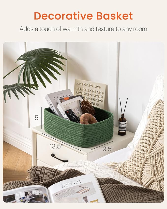 Small Woven Basket, 13.5 x 9.5 x 5 Inches, Storage Basket - Image 2
