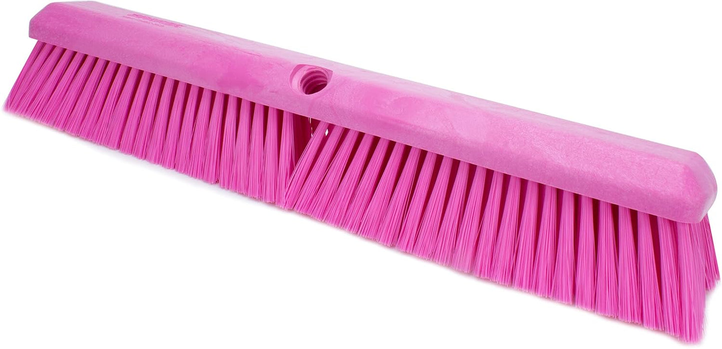 SPARTA Omni Sweep Plastic Push Broom Head, Heavy Duty, Industrial Broom With Color Code System For Outdoor, Indoor, Garage, Concrete, Patio, Kitchen, Bathroom, 18 Inches, Pink