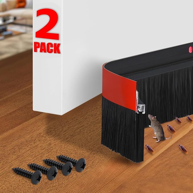 Premium 2 Pack Door Sweep for Bottom – Metal Gap Filler Draft Blocker, Weather by Unknown