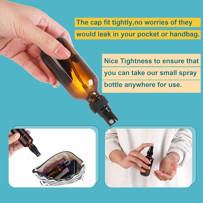 Amber Glass Small Spray Bottle 2 oz 48 Packs, Fine Mist Sprayer Small Clear - Image 2