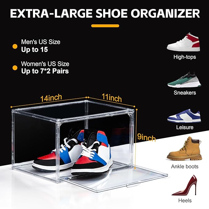 NYZE 12 Pack Acrylic Shoe Boxes Side Open, Shoe Storage Organizer - Image 2