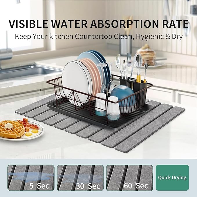 Stone Drying Mat for Kitchen Counter, Collapsible Dish Drying Mat, Fast Drying - Image 5