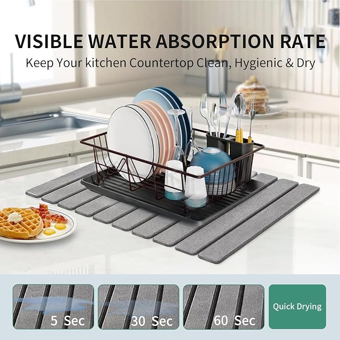Stone Drying Mat for Kitchen Counter, Collapsible Dish Drying Mat, Fast Drying - Image 4